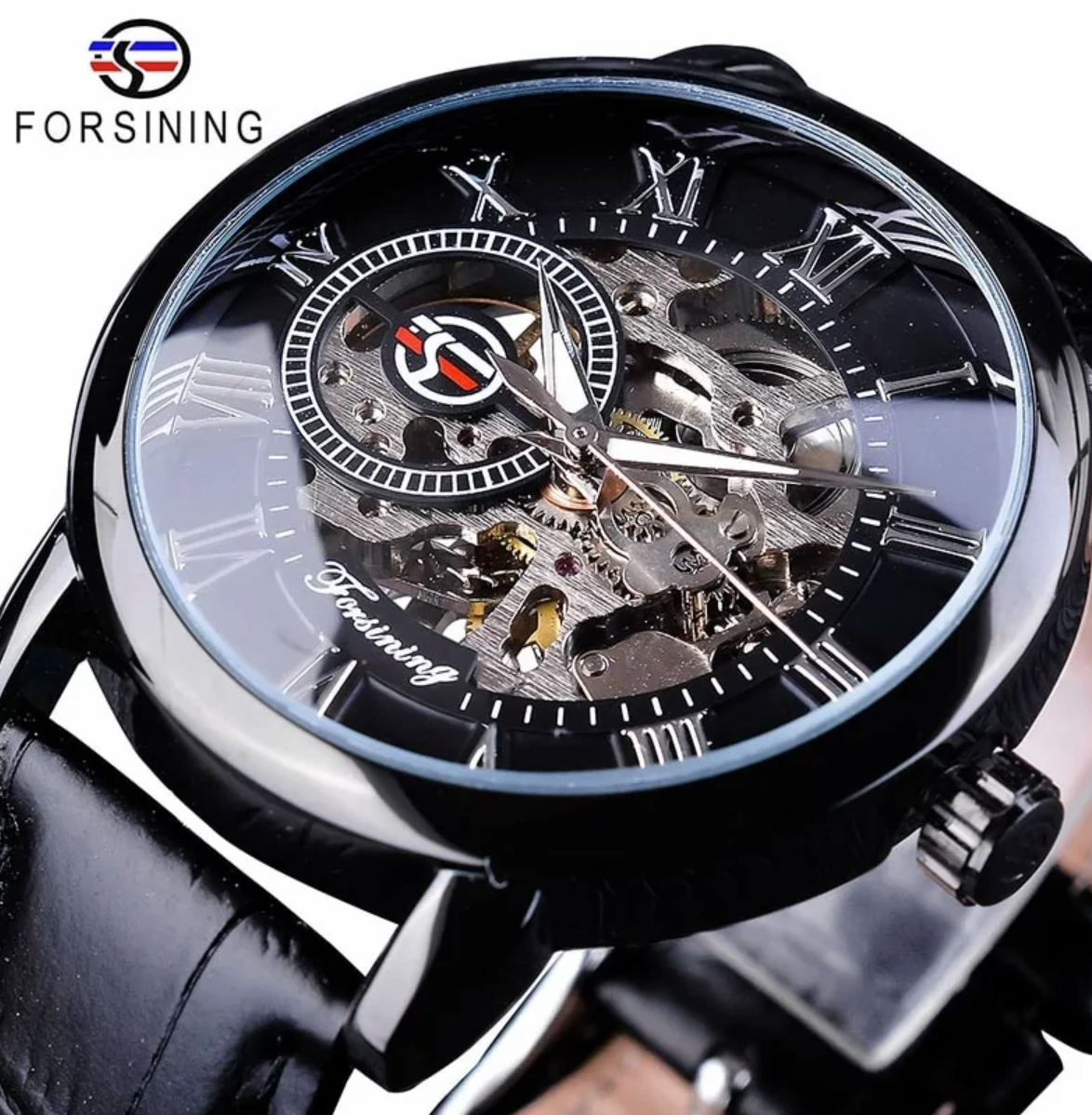 A Men Luxury Brand Watch, Stunning Skeleton Dial Design by Maramalive™ with black leather strap.
