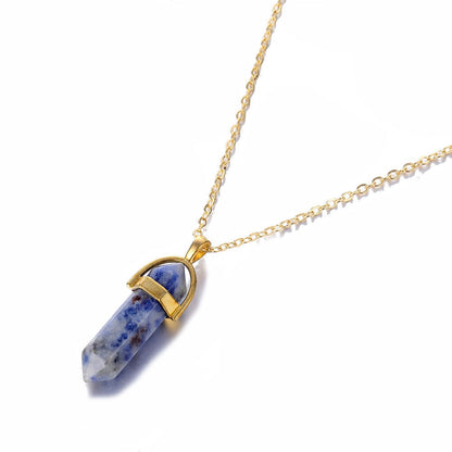 A Hex Pendant Necklace with a blue lapis stone pendant from Maramalive™.