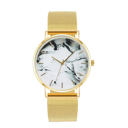 A Stunning Men's Watch Rose Gold Mesh Band Marble Watch by Maramalive™.