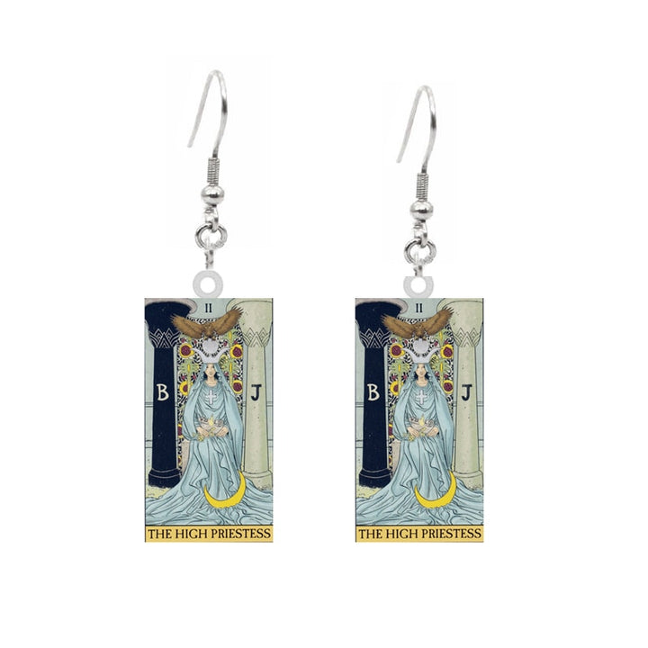 A pair of Acrylic Earrings with the tarot card on them by Maramalive™.