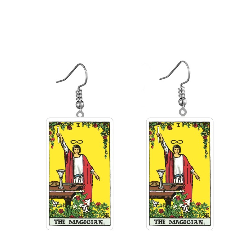 A pair of Acrylic Earrings with the tarot card on them by Maramalive™.