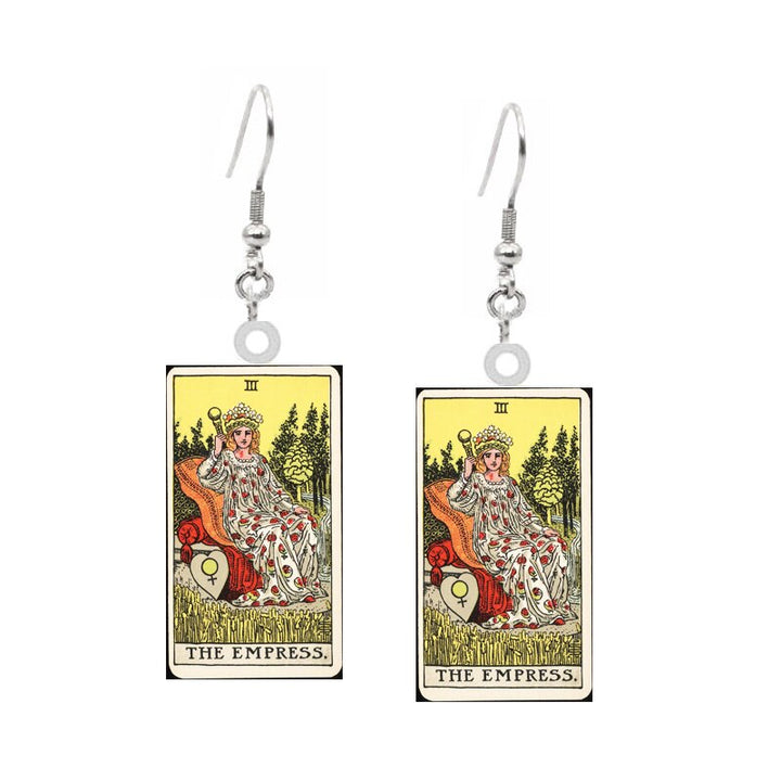 A pair of Acrylic Earrings with the tarot card on them by Maramalive™.