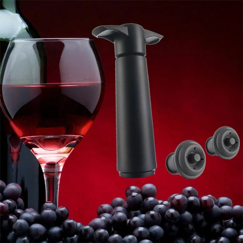 A set of three Maramalive™ Wine Pump Stoppers on a white surface.